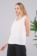 Deli Hanım- %100 Kenevir İplik Beyaz Kadın Atlet
