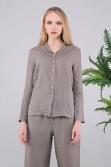 Deli Hanım-   %100 Kenevir İplik Kadın Pijama Takımı