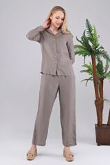 Deli Hanım-   %100 Kenevir İplik Kadın Pijama Takımı