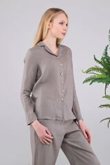 Deli Hanım-   %100 Kenevir İplik Kadın Pijama Takımı