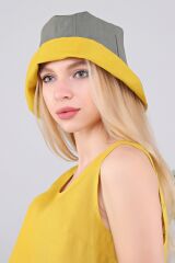 Deli Hanım- %100 Kenevir İplik Sarı Şapka