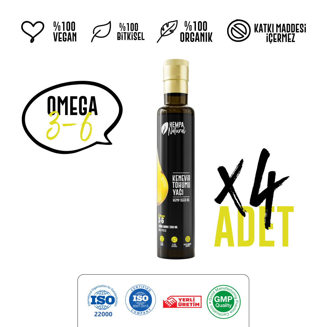 Hempa Natural Kenevir Tohumu Yağı 250ml x 4 (1000 ml)