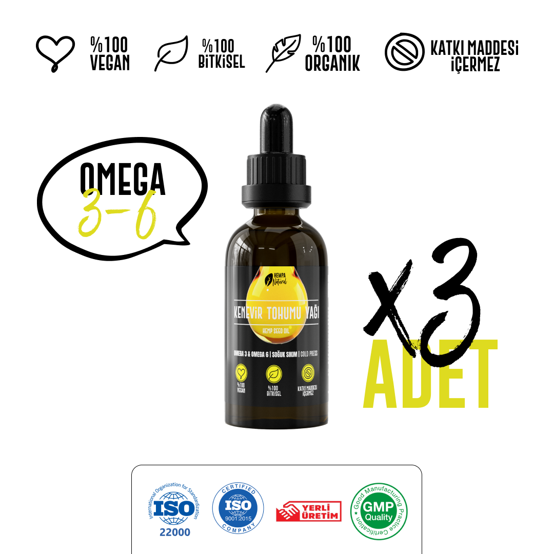 Hempa Natural Kenevir Tohumu Yağı 50ml x3 (150ml)