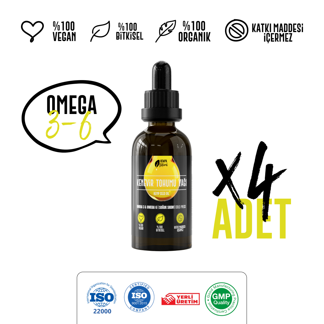 Hempa Natural Kenevir Tohumu Yağı 50ml x 4 (200 ml)